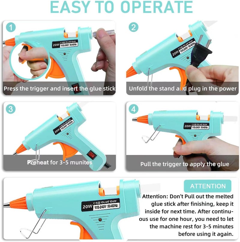 OUREPOCA Hot Glue Gun Kit Mini: Mini Hot Glue Guns Kit with 20 Sticks Melt Glue Gun Craft for School DIY Arts Home Quick Repairs Multi-application 2 Pack - Image 3